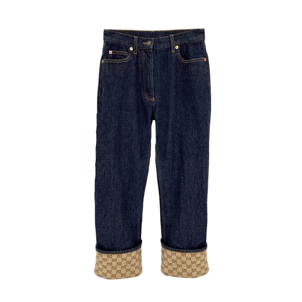 GUCCI Denim Pants with GG Supreme Canvas Cuff 24